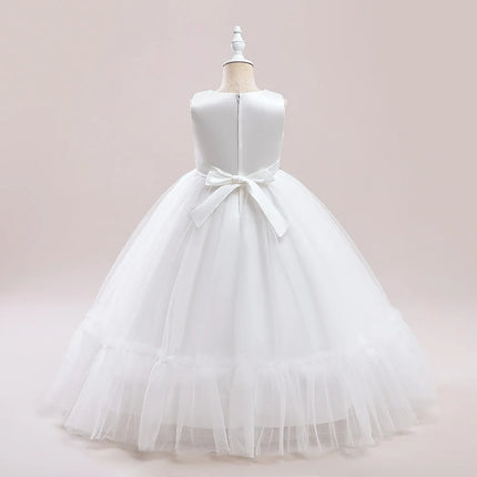 Summer Baptism Wedding Party Girl Flower Dresses Bow Bridesmaids Princess Prom Evening Dress For Girls First Communion Prom Gown