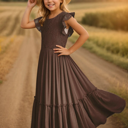 3-14 years Girls Lace Bohemia Long Dresses Baby Kids Flower Wedding Princess Party Dress Vestidos Costume Children Clothing