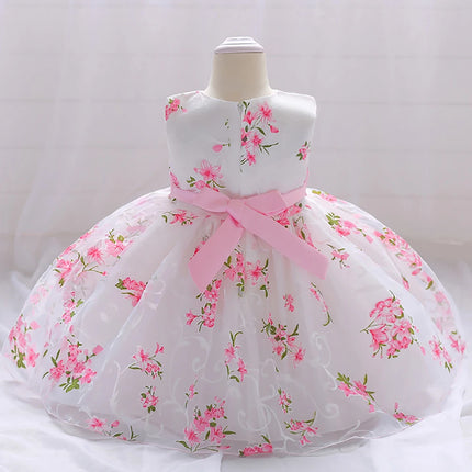 Kids Summer Dress For Girls Wedding Costume Floral Printing Birthday Princess Party Dresses 2-10 Years Children Girl Clothes