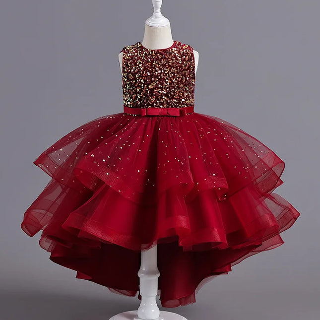 Baby Girl Princess Floral Sequins Dress Off Shoulder Infant Toddler Child Tulle Vestido Party Wedding Pageant Baby Clothes 3-12Y