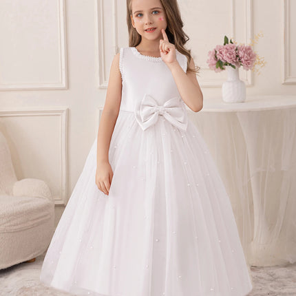 Girls Wedding White Dress Puffy Gauze Skirt Flower Children's Skirt Bridesmaid Evening Dress