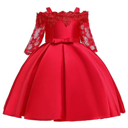 Green Christmas Dress For Girls Children Costume Elegant Kids Princess Party Dresses Lace Half Sleeve Girl Wedding Prom Gown