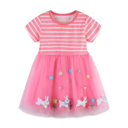 Jumping Meters 2-7T Summer Butterfly Girls Dresses Kids Vestidos Party Birthday Baby Clothes Butterfly Embroidery Dress Wedding