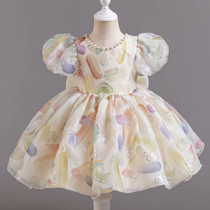 Fashion Flower Girl Dresses for Weddings Lace Short Sleeve Prom Dresses Summer Children Girls Party Dresses 1-7 Years