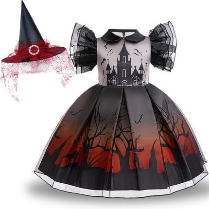 Church Bat Halloween Cosplay Costume for Girls Carnival Christmas Broom Birthday Party Dresses Pumpkin Ghost Prom Kids Clothing