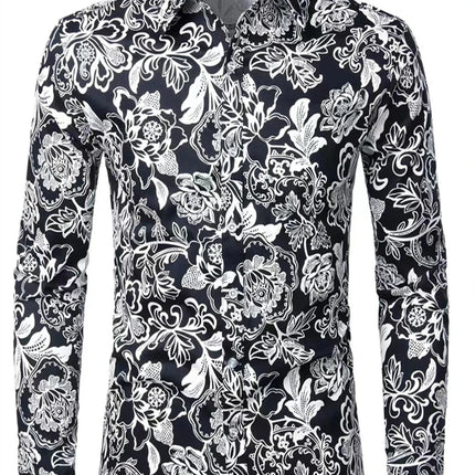 Fashion Flowers 3D Print Men's Long Sleeve Shirts Fashion Button-Down Tops 2025 Autumn New Casual Men's Casual Lapel Shirts