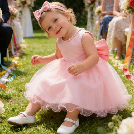 White Dress For Girls Tutu Princess Dress Christmas Party Big Bow Baptism Dress Toddler 1st Birthday Party Infant Dress Gown