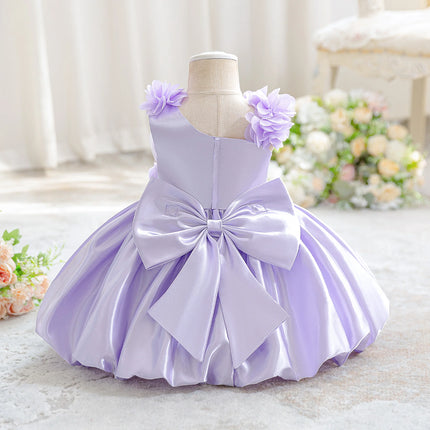 Toddler Flower 1st Birthday Party Baby Girls Dress Elegant Wedding Bridesmaids Princess Dress Girl Bow Baptism Banquet Prom Gown
