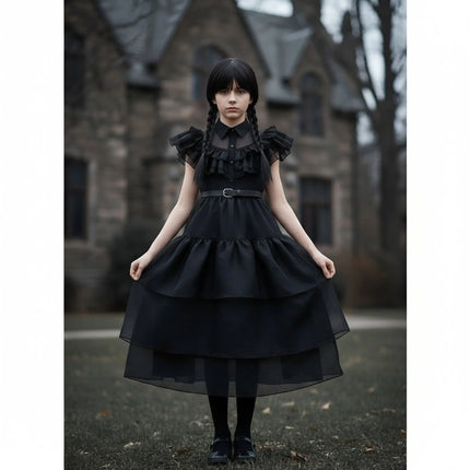 Girls Halloween Cosplay Gothic Dress Wed Role Playing Kids Carnival Party Costume Toddler Family Outfit