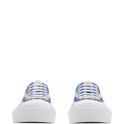 BURBERRY Stylish Cotton Sneakers with Blue Check Pattern for Men