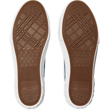 BURBERRY Stylish Cotton Sneakers with Blue Check Pattern for Men