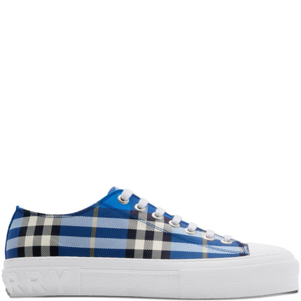 BURBERRY Stylish Cotton Sneakers with Blue Check Pattern for Men