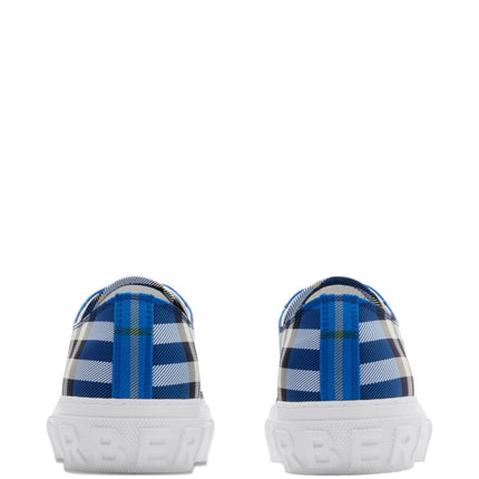 BURBERRY Stylish Cotton Sneakers with Blue Check Pattern for Men