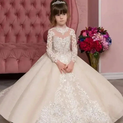Customized Flower Girl Dress for Wedding Floor Length Appliques Birthday Ball Gowns Princess First Holy Communion Dress
