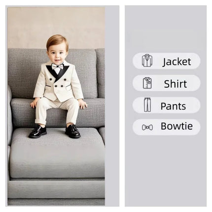 Flower Boys Red Wedding Dress Kids Double-breasted Suit Set Children's Birthday Ceremony Performance Costume