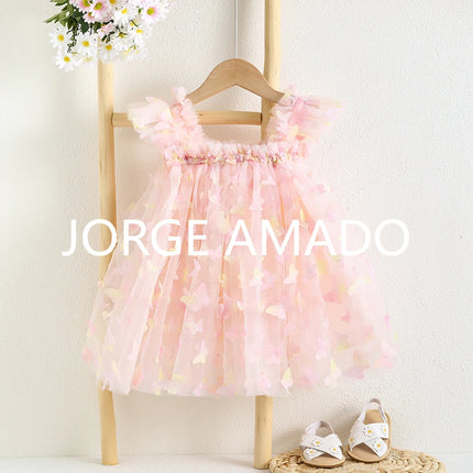 Summer Baby Girls Fairy Dress Cute Butterfly Appliques Tutu Mesh Party Princess Dresses Toddler Birthday Wedding Costume A5968-3