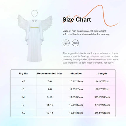 Sweet Girls Angel Costume Outfits Kids White Fancy Princess Church Robes Angel Dress+Feather Wings+Headband Dress Up 3Pcs Set