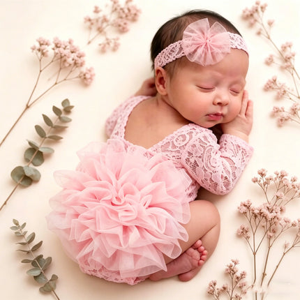 2pcs/sets Baby Tutu Dress Newborn Photography Outfit Adorable Lace Girl Princess Dress Romper Baby Gifts Photo Shooting Clothing