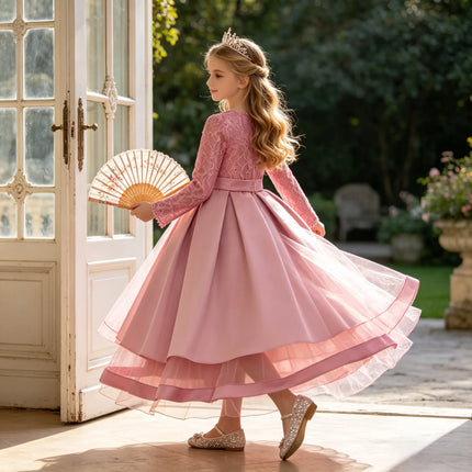 New Flower Girl Dresses For Weddings Fashion Lace Sequin Princess Birthday Party Dress Elegant First Communion For kid 4-14Years