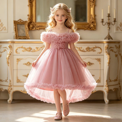 Summer Party Girls Dress Elegant Tulle Wedding Bridesmaids Princess Prom Dresses for Girl Gala Birthday Pageant Evening Costumes