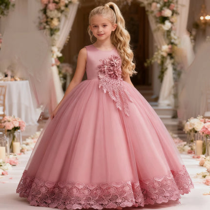 Summer Tulle Flower Girls Dress for Wedding Party Child Princess Pageant Long Gown Kids Dresses for Girls Formal Evening Clothes