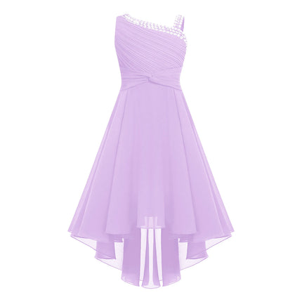 2026 Teens Girl's Dress for Wedding Party Sequin One Shoulder Princess Formal Gown for Holy Communion Chiffon Flower Girl Dress