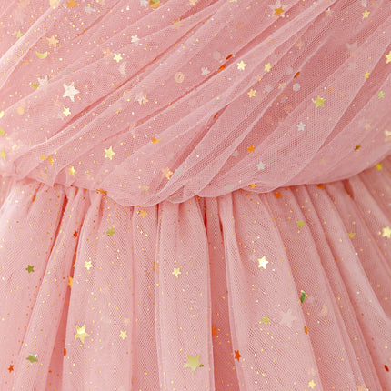 Elegant Sequins Bridesmaids Girls Party Dress Formal Tulle Wedding Princess Prom Dresses for Girl Birthday Evening Kids Clothing