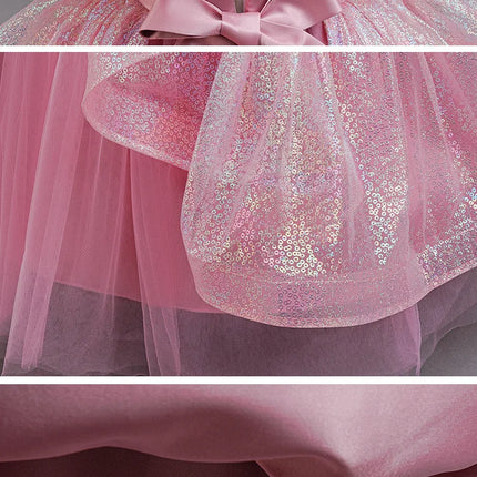 HETISO Elegant Flower Girl Dress Appliques Sleeveless Kids Children's Wedding Birthday Prom Communion Ball Gown 4-12Y