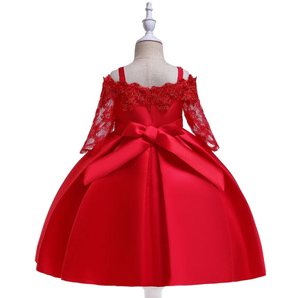 Green Christmas Dress For Girls Children Costume Elegant Kids Princess Party Dresses Lace Half Sleeve Girl Wedding Prom Gown