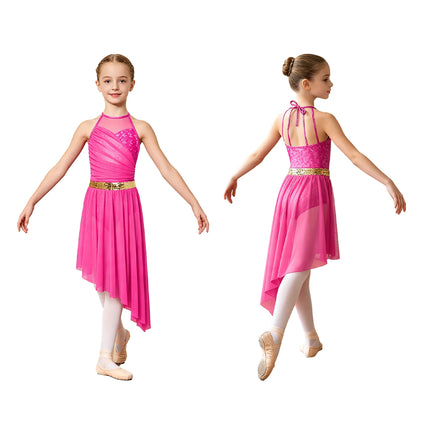 Kids Girls Church Modern Dance Clothing Princess Pageant Party Performance Dress Child Jazz Dance Bodysuit Dress Jazz Dancewear