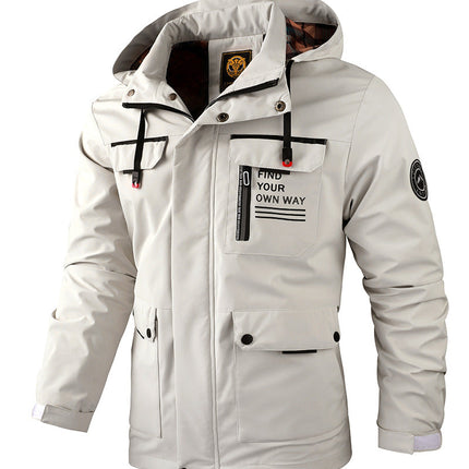 Fashion Men's Casual Windbreaker Jackets Hooded Jacket Man Waterproof Outdoor Soft Shell Winter Coat Clothing Warm Thick Tops