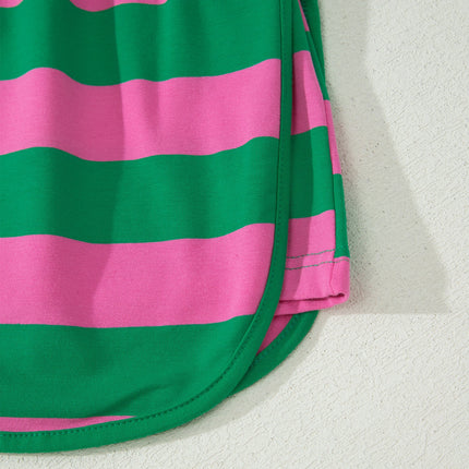 Rose Stripe Dolman Tee Drawstring Skort Athletic 2pcs Set