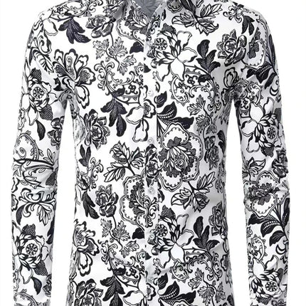 Fashion Flowers 3D Print Men's Long Sleeve Shirts Fashion Button-Down Tops 2025 Autumn New Casual Men's Casual Lapel Shirts
