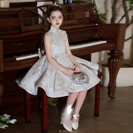 Wed Dress 2025 Children Girls Host Short Princess Gown Kids Clothes Formal Party Wear Costume Piano Recital Performance Outfit