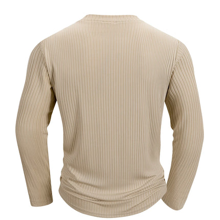 Spring Summer Men's Crew Neck Long Sleeve Top Fitness High Stretch Base Shirt Solid Color Casual Long Sleeve Pullover Clothing