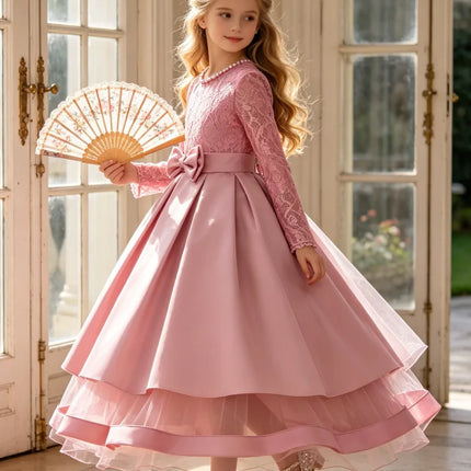 New Flower Girl Dresses For Weddings Fashion Lace Sequin Princess Birthday Party Dress Elegant First Communion For kid 4-14Years