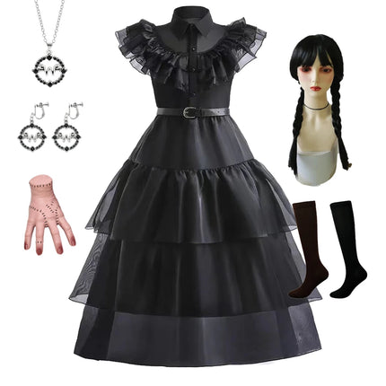 Girls Halloween Cosplay Gothic Dress Wed Role Playing Kids Carnival Party Costume Toddler Family Outfit