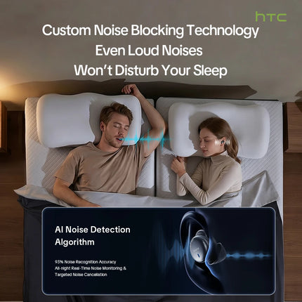 HTC NE92 Wireless Bluetooth 6.0 Sleep Earbuds In Ear Headphones Mini Invisible Earbuds 30H Playtime Comfortable Secure Fit Side Sleep Earphones HiFi Stereo Sound Noise Isolation for Sleeping Travel Office Relaxation Compatible with iOS Android
