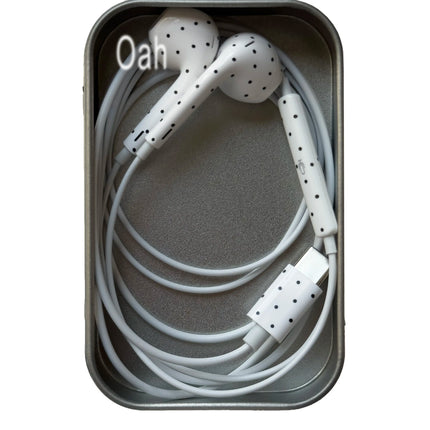 Oah Polka Dot Wired Earphones ABS Material Type-C/Lightning Dynamic Hifi Wired Earphones Digital Audio Headphones Gifts