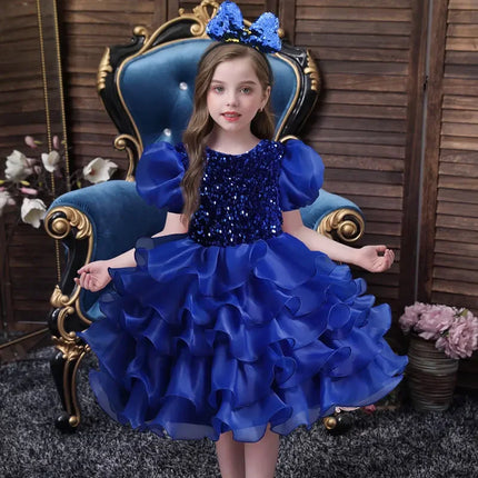Fashion Flower Girl Dresses for Weddings Four Seasons Girls Party Dresses Short Sleeve Polyester Children Clothing Girl Dress