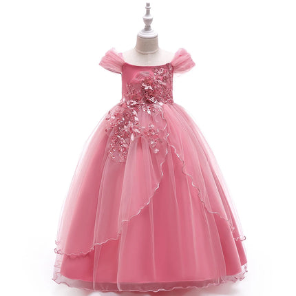 Elegant Wedding Bridemaids Party Girls Dress Tulle Bow Birthday Princess Dresses for Kids Flower Christmas Prom Evening Costumes