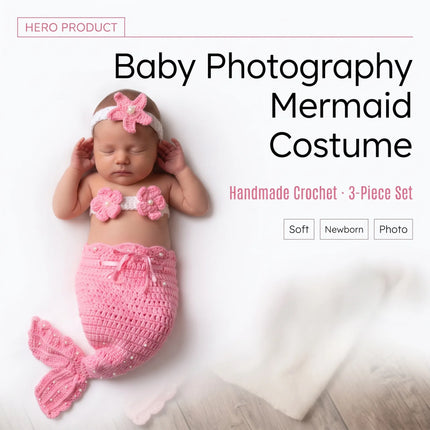 New Mermaid-Shaped Children's Photography Clothing, Studio Photo Shoot Outfit, Handmade Knitted Baby Mermaid Dress