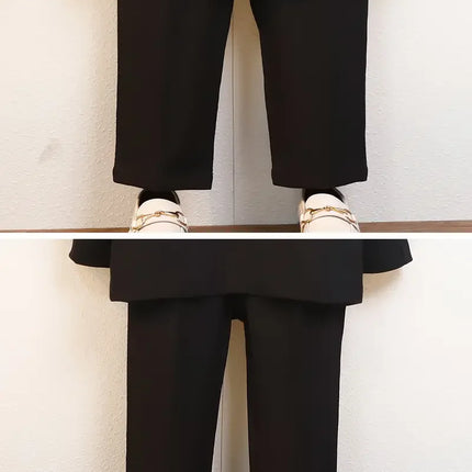 Boys Autumn Winter Jacket Pants 2Pieces Clothing Set kids Formal Black Host Piano Performance Suit Children's Photography Dress