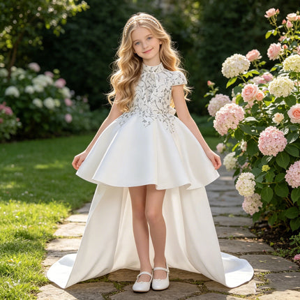 Summer Flower Baptism Party Girls Dress Elegant Wedding Bridesmaids Princess Prom Dresses Girl Birthday Pageant Evening Costumes