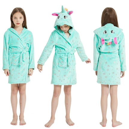 Animal Bathrobes for Girls Children's Pajamas Flannel Winter Boys Husky Robes Kids Home Clothing Baby Girl Warm Soft Nightgown
