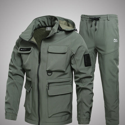 Fleece-lined Work Clothes Suit Men's Waterproof Labor Protection Clothing Warm Camouflage Clothing
