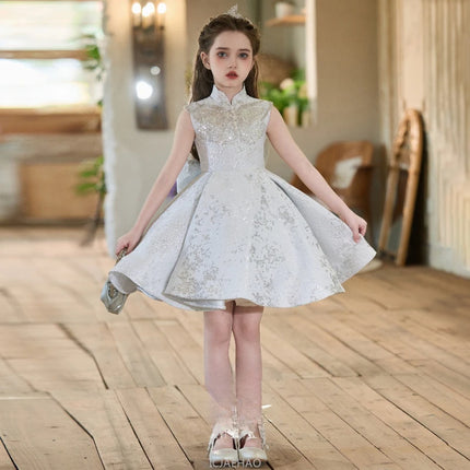 Wed Dress 2025 Children Girls Host Short Princess Gown Kids Clothes Formal Party Wear Costume Piano Recital Performance Outfit