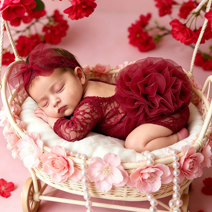 2pcs/sets Baby Tutu Dress Newborn Photography Outfit Adorable Lace Girl Princess Dress Romper Baby Gifts Photo Shooting Clothing