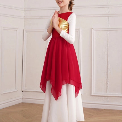 Girls Wordhip Liturgical Costume Lyrical Dance Dress Kids Celebration of Spirit Church Dress Dancewear Stage Performance Costume