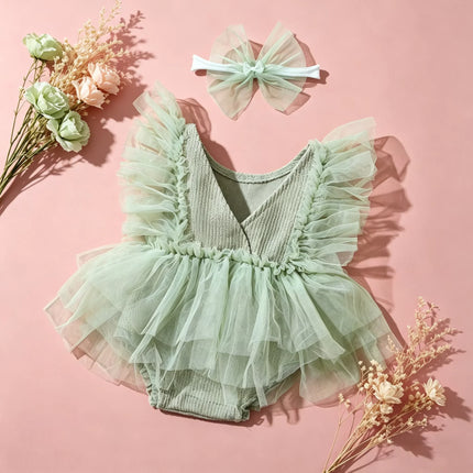 Ylsteed Newborn Photography Outfit Baby Tutu Dress + Headband Set 0-3M Soft Tulle Romper Princess Costume Photo Shoot Clothing